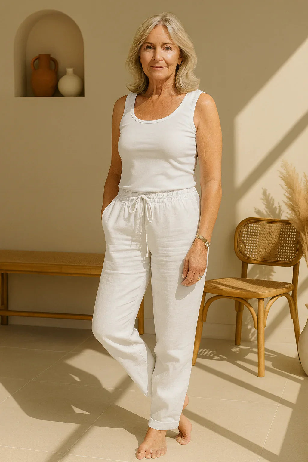 Elisse - Cotton Linen Casual Trousers