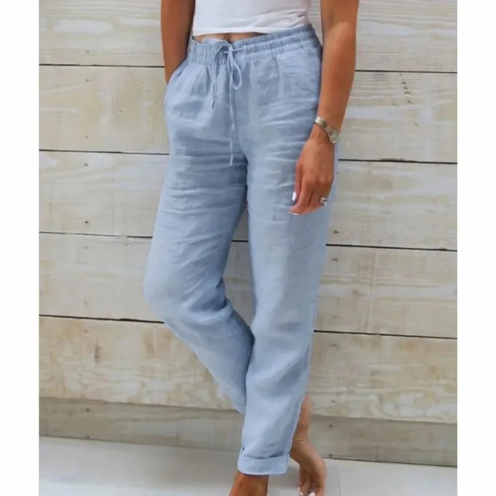 Elisse - Cotton Linen Casual Trousers
