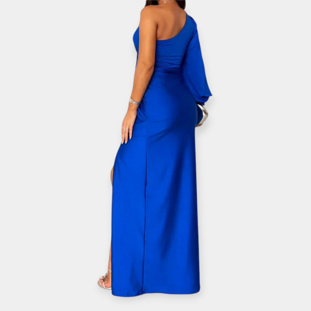 One-Shoulder Maxi Dress with Slit
