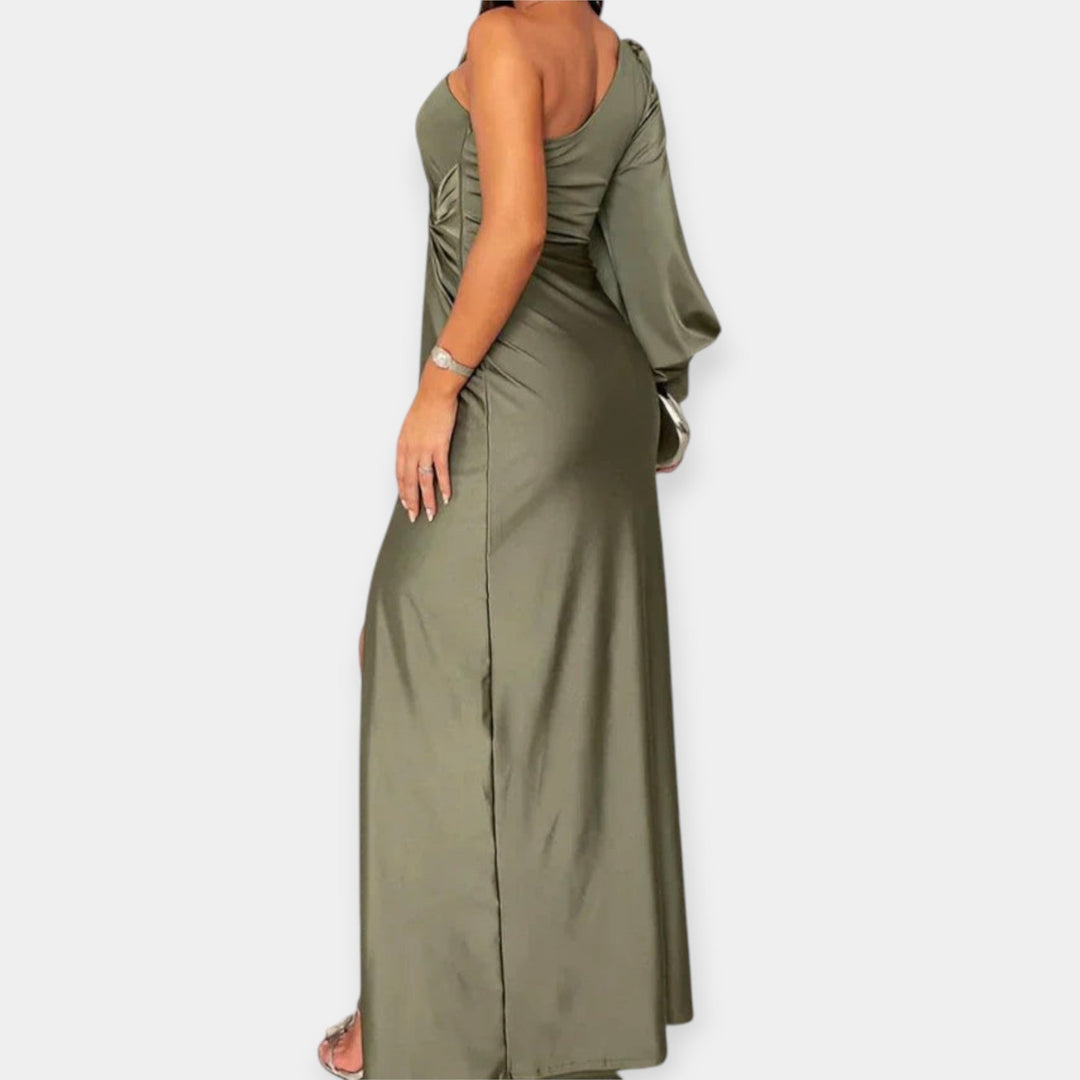 One-Shoulder Maxi Dress with Slit