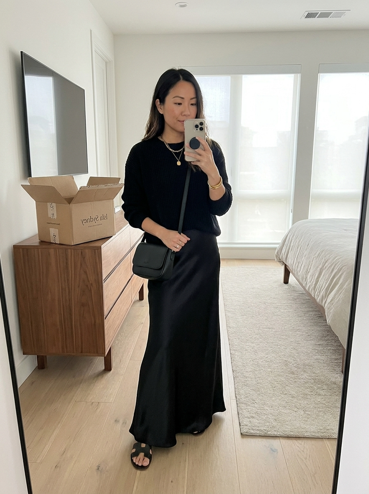 Chloe | Effortless Ivory Knit & Satin Midi Ensemble